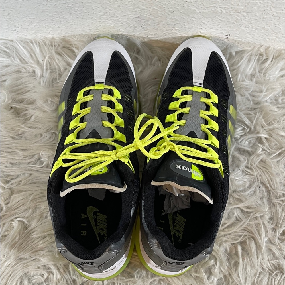 Nike Air Max ‘95 Men’s Size 11.5 White/Black/Volt/Silver 511307-010 Sneakers - Picture 6 of 11